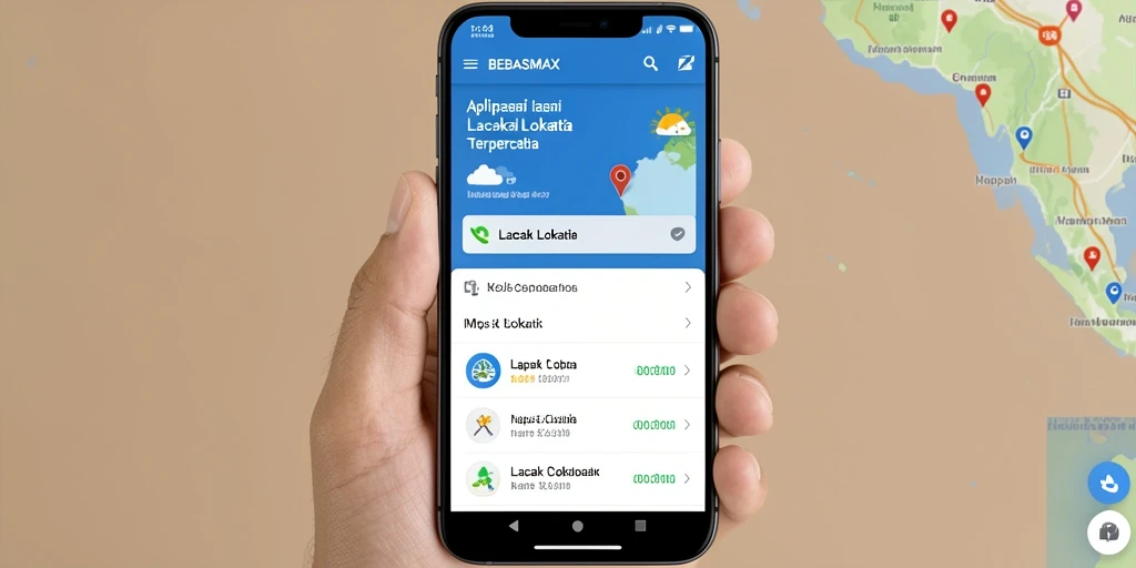 Antarmuka BEBASMAX menampilkan peta lokasi yang jelas dan akurat.