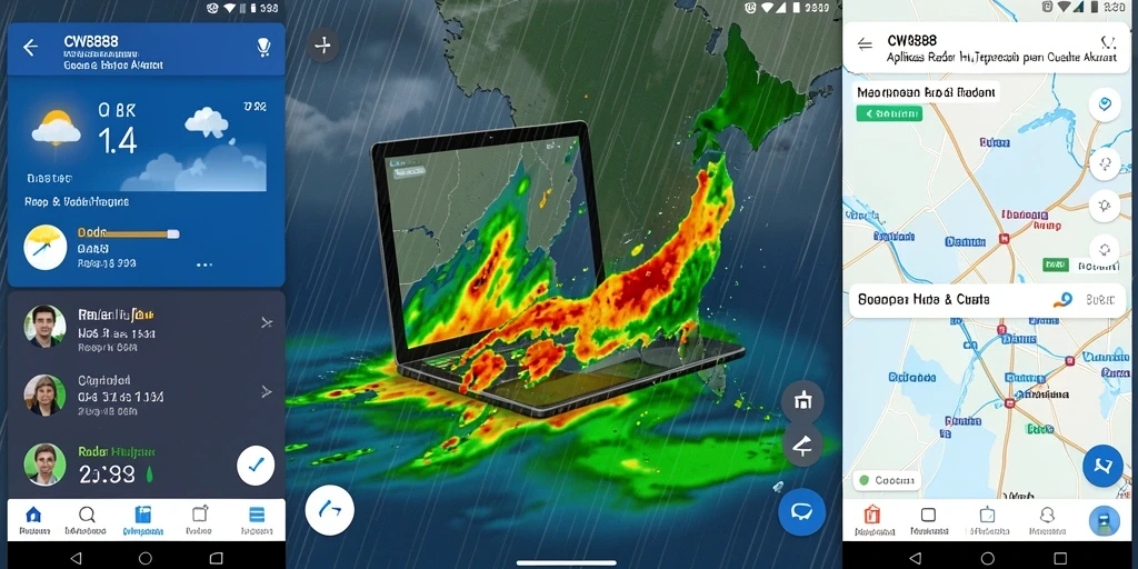 Tampilan antarmuka utama CW8888 dengan fitur Radar Hujan.
