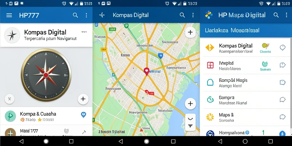 Tampilan antarmuka HP777 sebagai Kompas Digital yang intuitif.