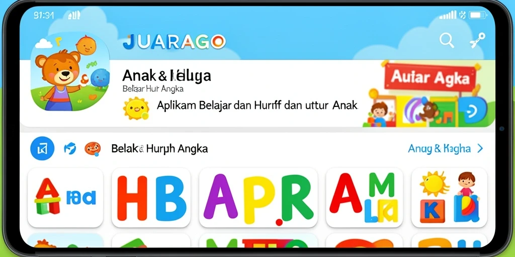 Tampilan antarmuka JUARAGO yang cerah dan edukatif.