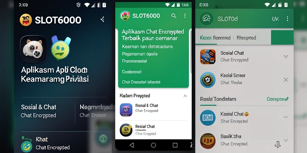Antarmuka SLOT6000 menampilkan fitur Chat Encrypted yang aman dan mudah digunakan.